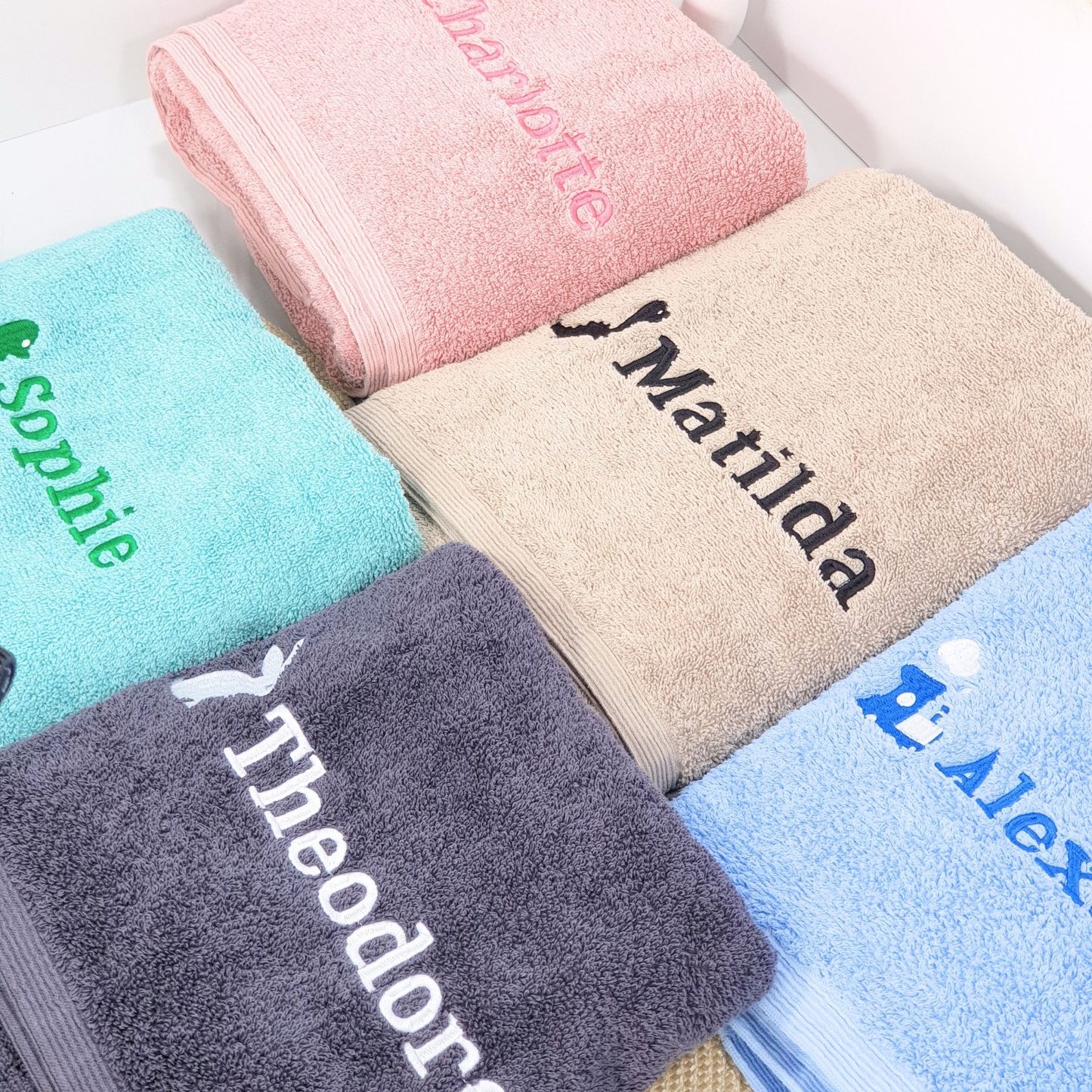 Personalised Embroidered Bath Towel for Kids - Dino