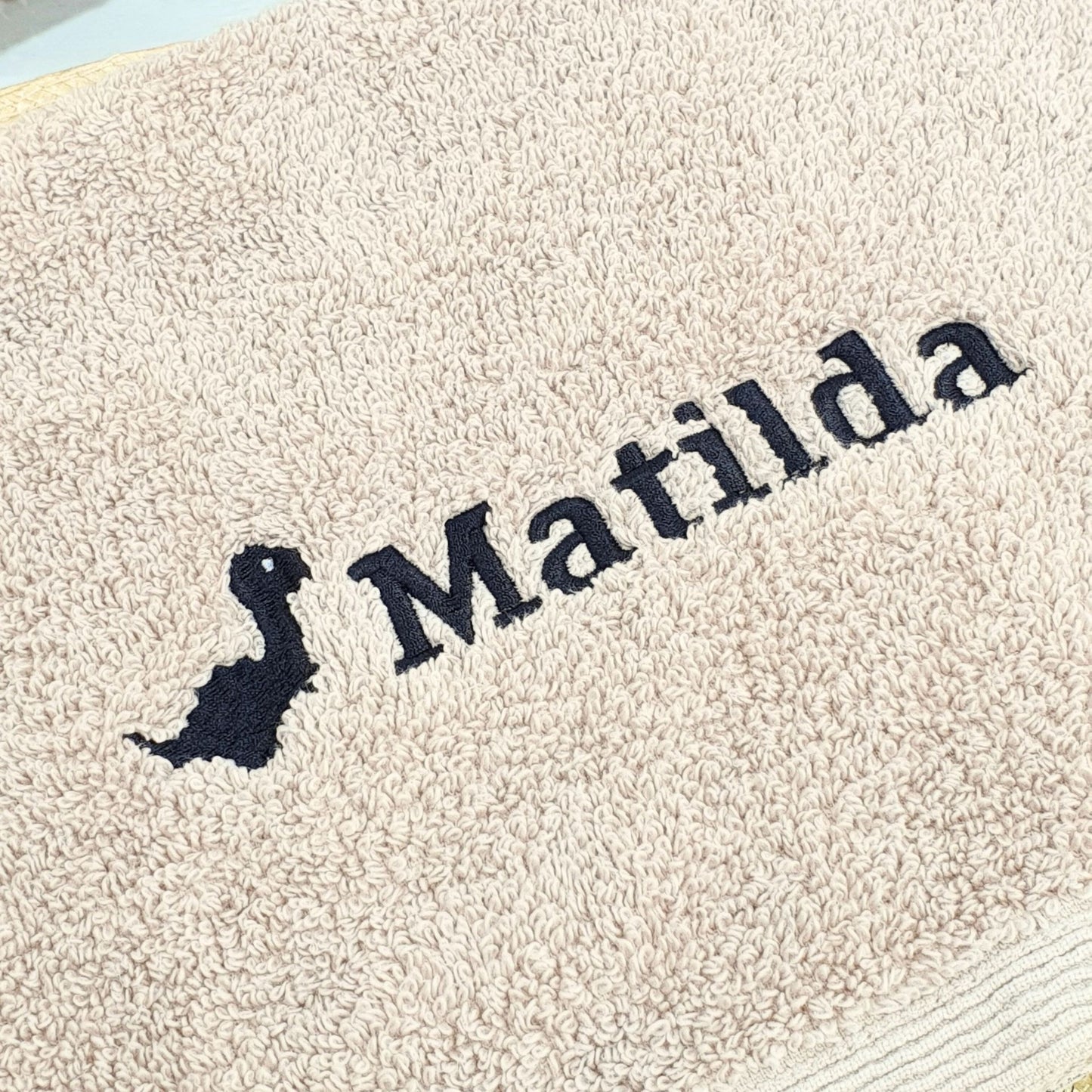 Personalised Embroidered Bath Towel for Kids - Dino