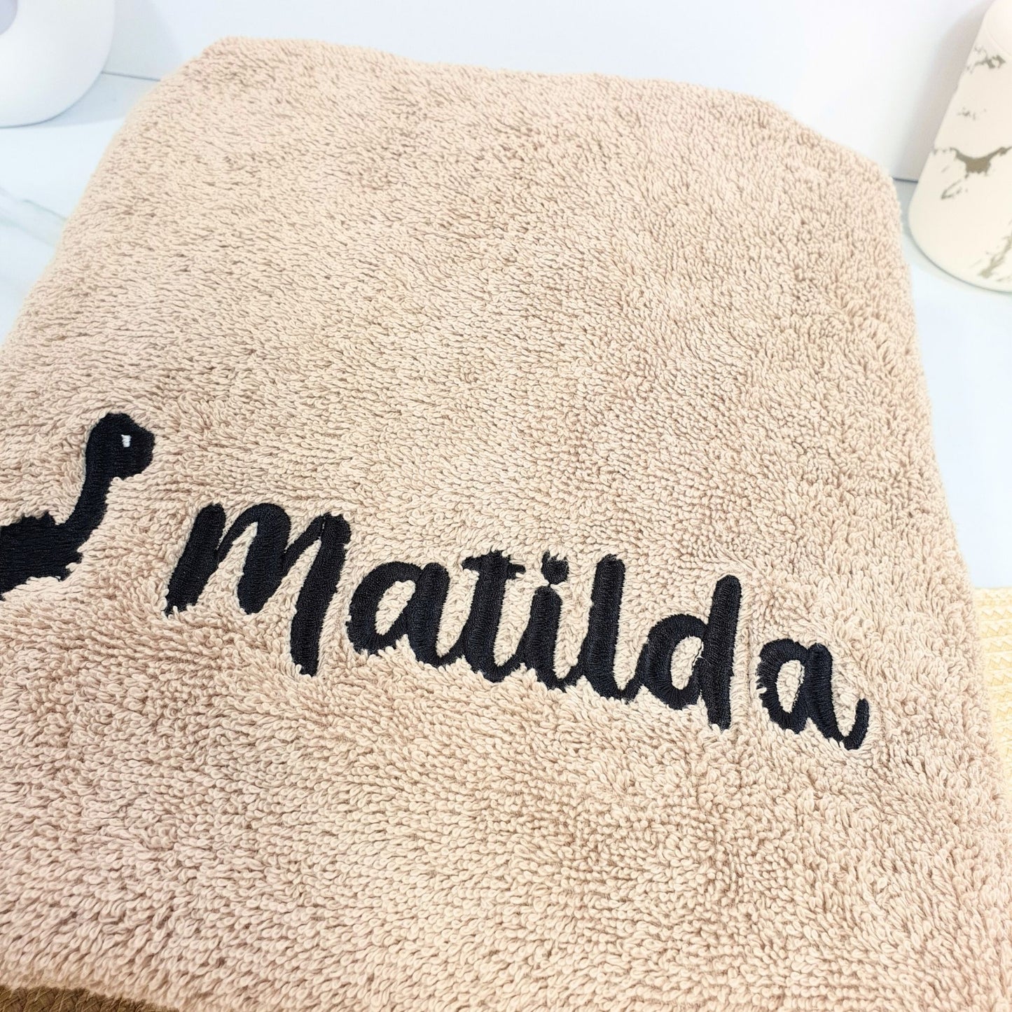 Personalised Embroidered Bath Towel for Kids - Dino