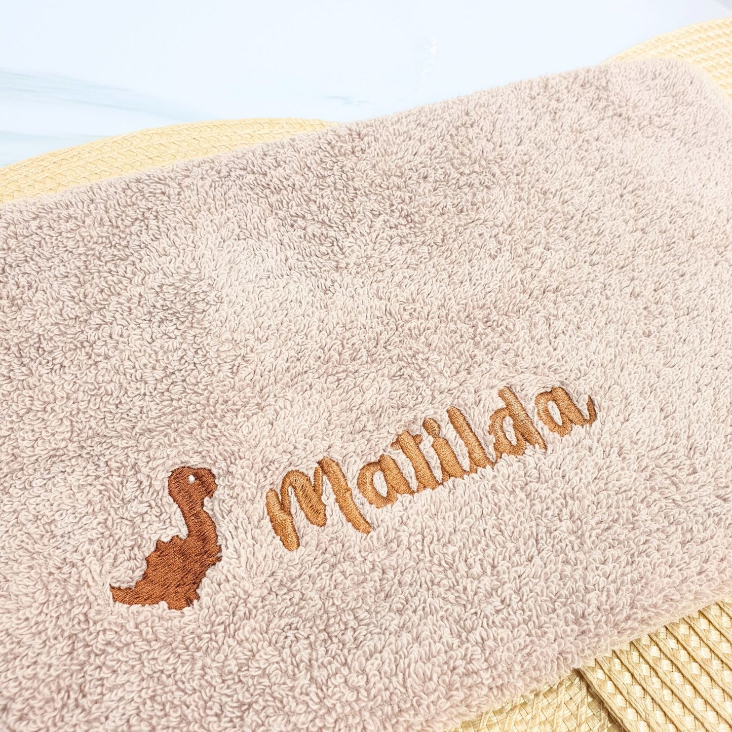 Personalised Embroidered Bath Towel for Kids - Dino