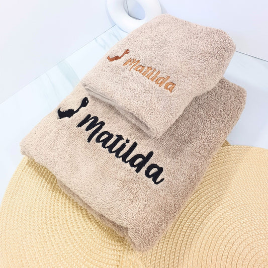 Personalised Embroidered Bath Towel for Kids - Dino