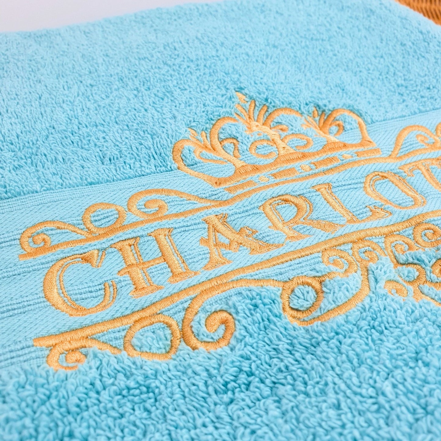 Personalised Embroidered Bath Towel with Crown Design B