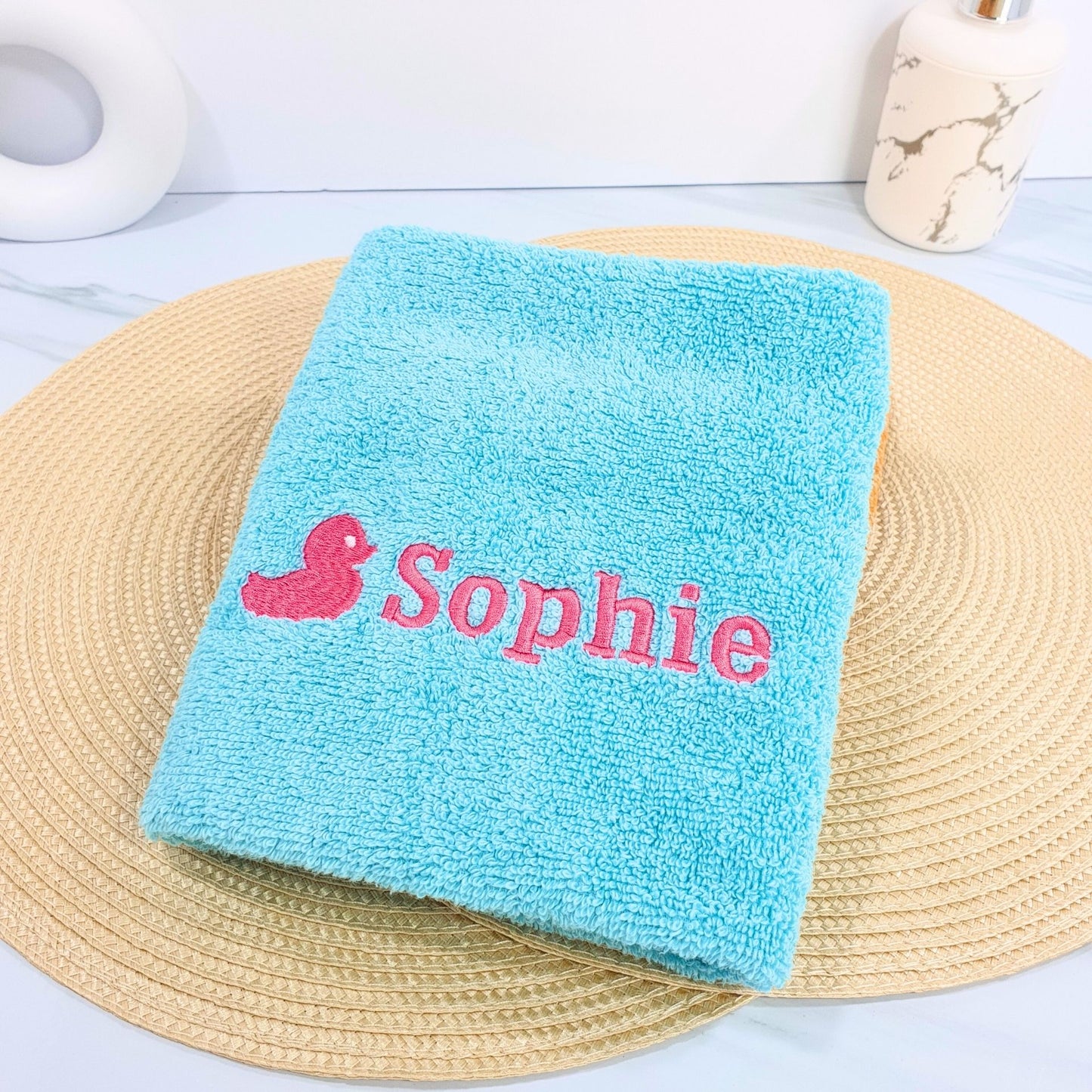 Personalised Embroidered Bath Towel for Kids - Duck