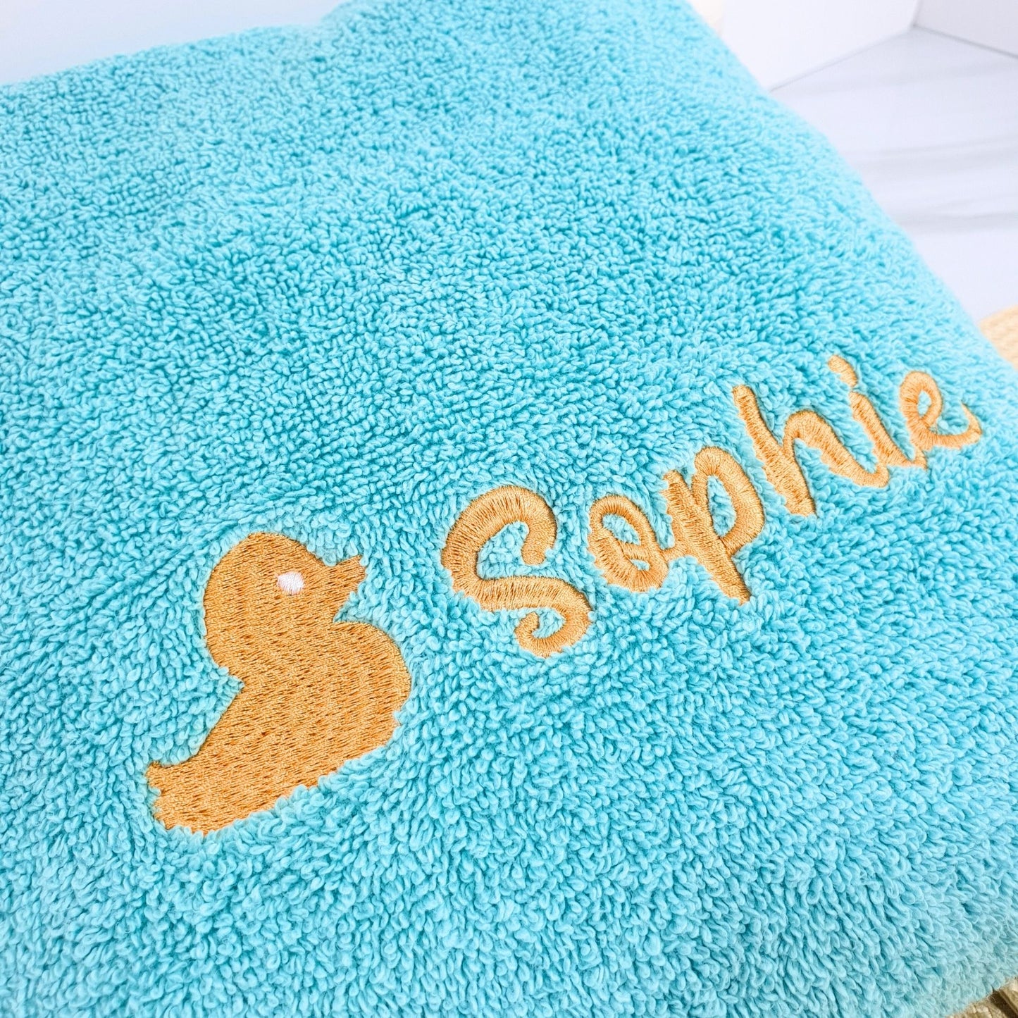 Personalised Embroidered Bath Towel for Kids - Duck