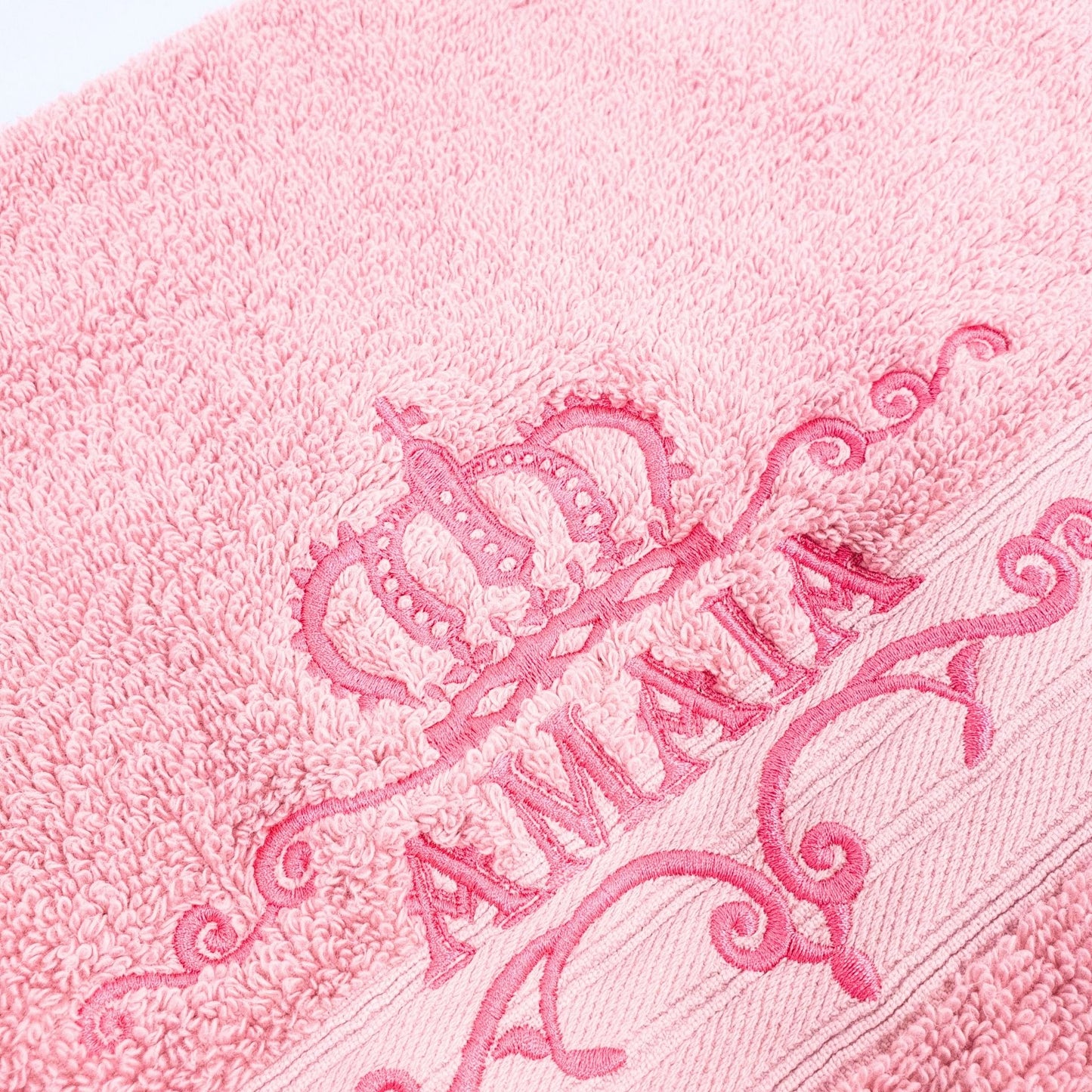 Personalised Embroidered Bath Towel with Crown Design D