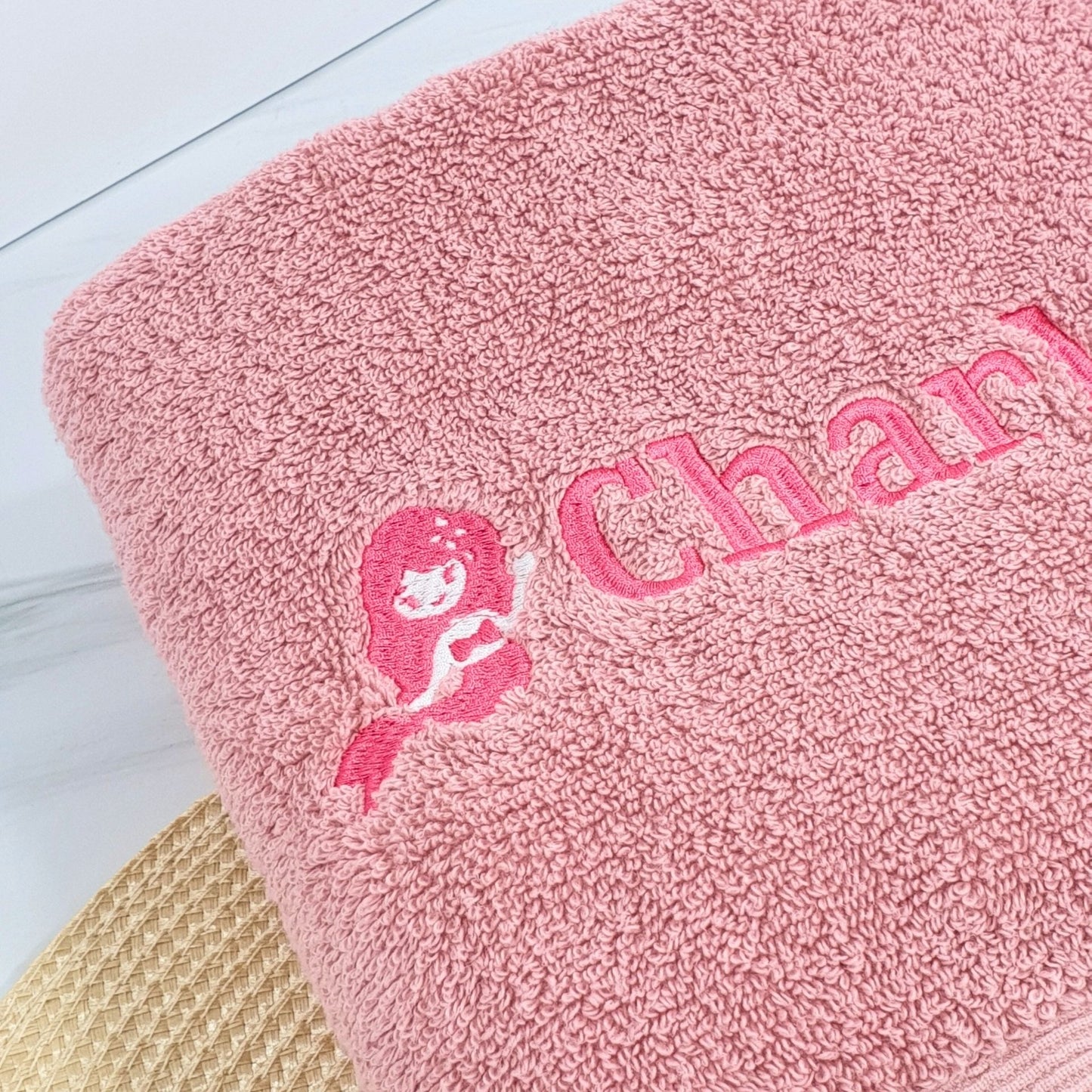 Personalised Embroidered Bath Towel for Kids - Mermaid