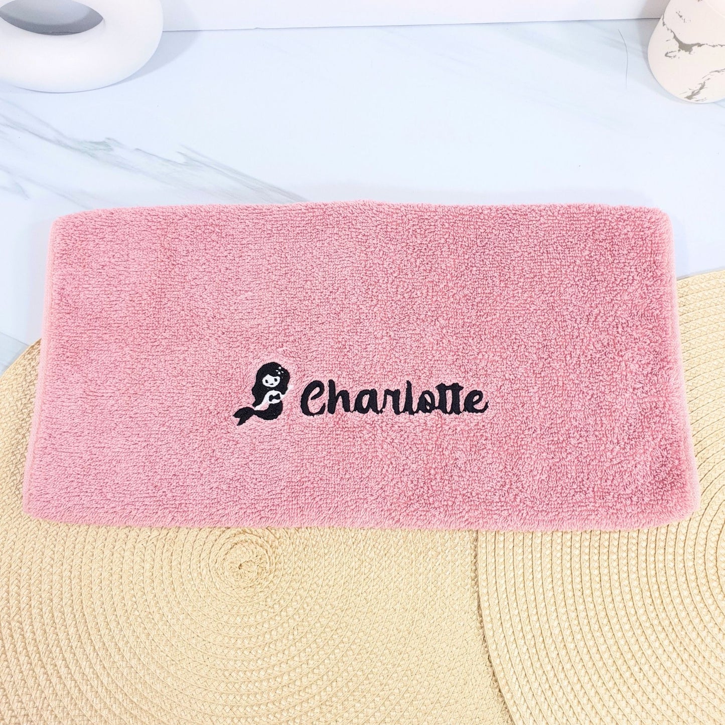 Personalised Embroidered Bath Towel for Kids - Mermaid