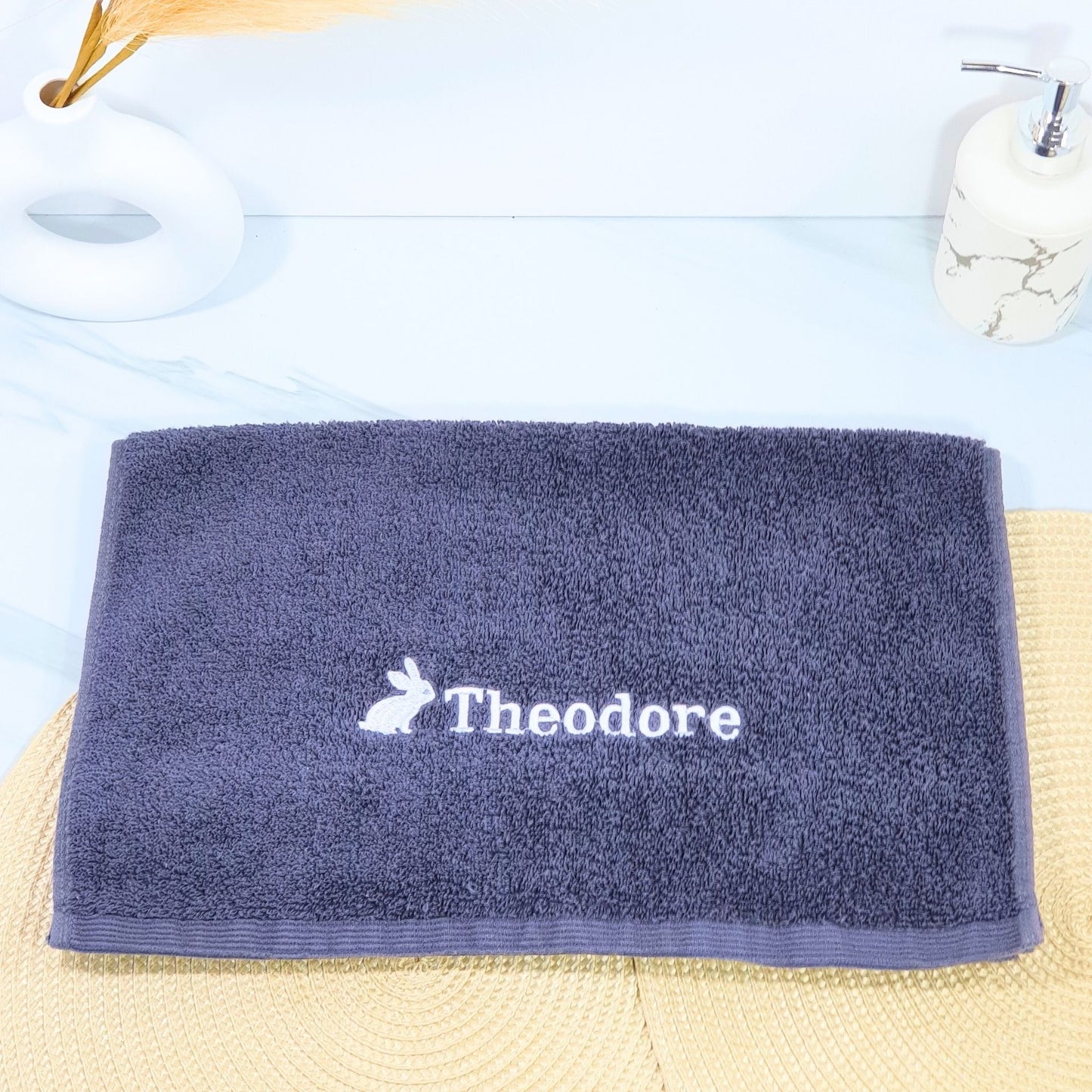 Personalised Embroidered Bath Towel for Kids - Rabbit