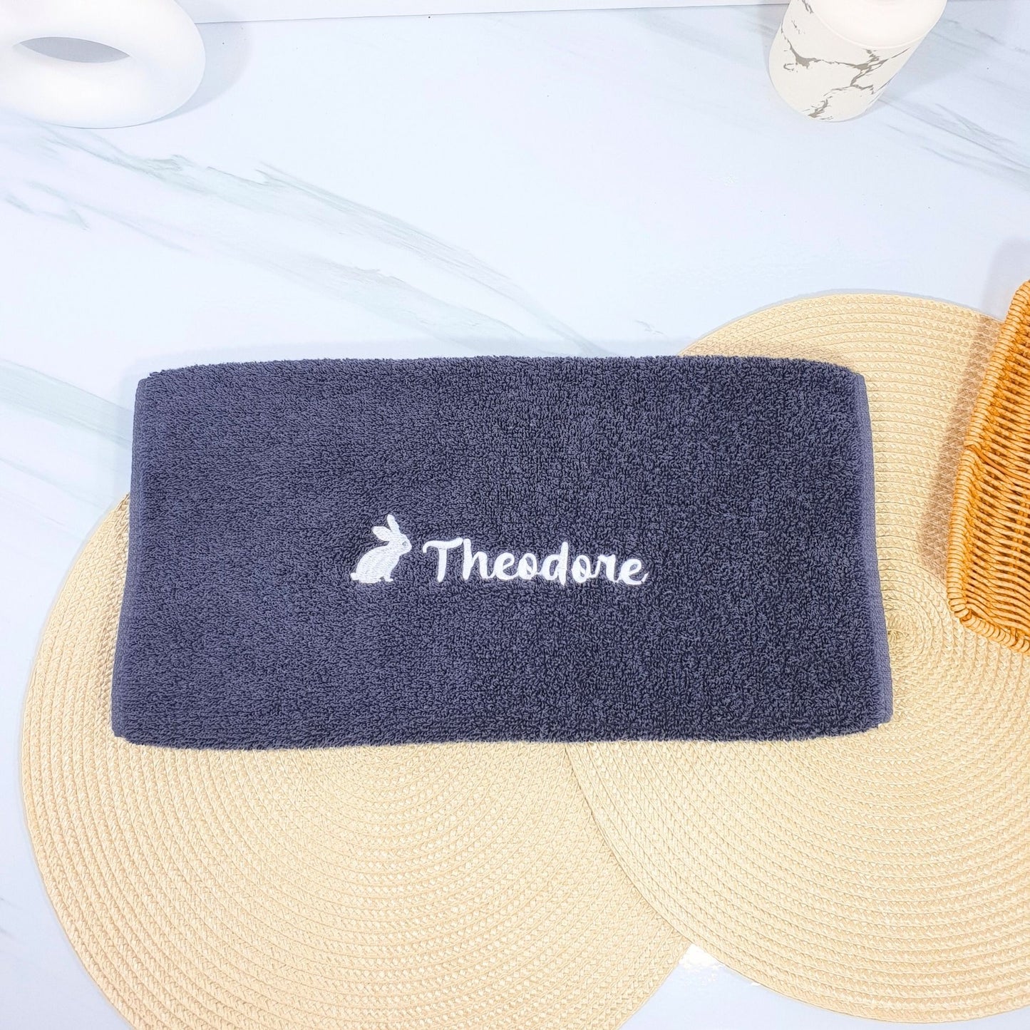 Personalised Embroidered Bath Towel for Kids - Rabbit