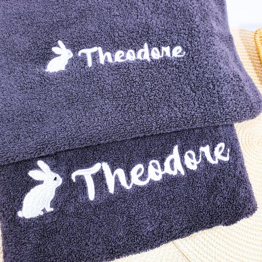Personalised Embroidered Bath Towel for Kids - Rabbit