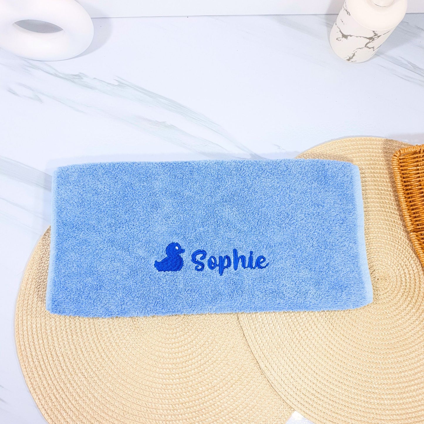 Personalised Embroidered Bath Towel for Kids - Duck