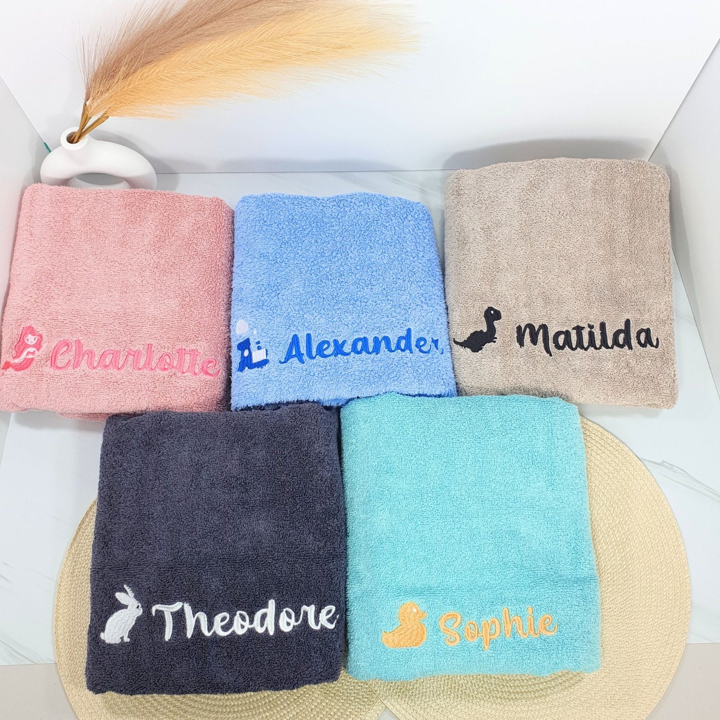 Personalised Embroidered Bath Towel for Kids - Train